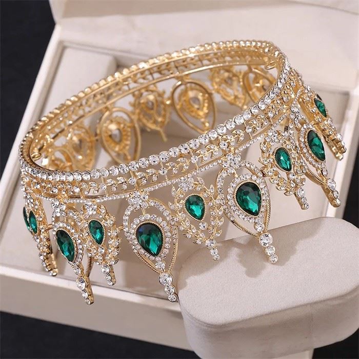 Homecoming Full Round Tiaras And Crowns Crystal Birthday Crown Royal Costume Hair Accessories Prom Party Queen Crown