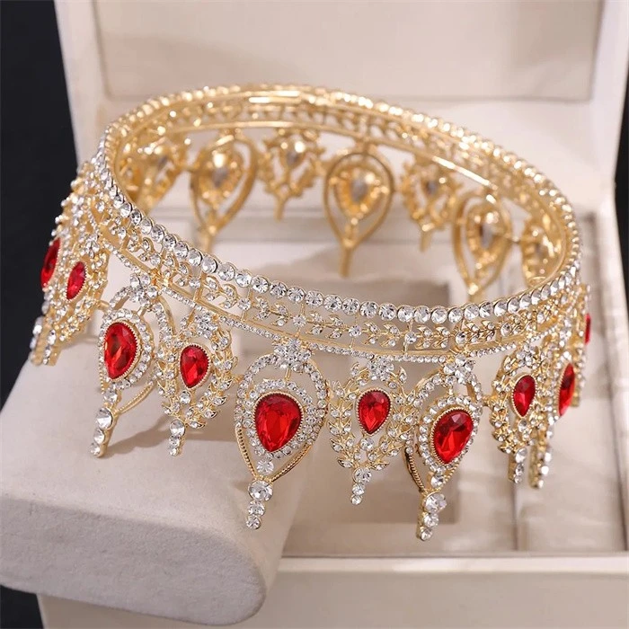 Homecoming Full Round Tiaras And Crowns Crystal Birthday Crown Royal Costume Hair Accessories Prom Party Queen Crown
